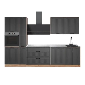 Keittonurkkaus Fame-Line Tumman harmaa/Goldkraft tammi 310 cm, AP Marble Vicco