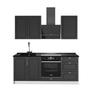 Singlekøkken Fame-Line Anthrazit-Gold Landhaus/Hvid 190 cm, BP Antracit Vicco