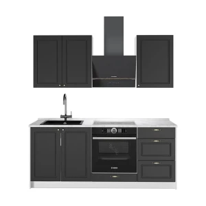 Singlekøkken Fame-Line Anthrazit-Gold Landhaus/Hvid 190 cm, BP Marmor Vicco