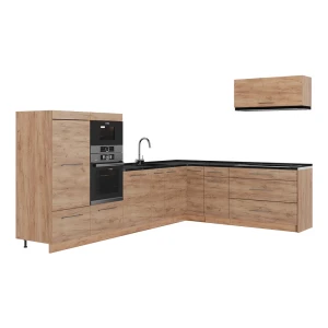 Hjørnekøkken Fame-Line Gylden eg/Gylden eg 327 x 227 cm, BP Antracit Vicco