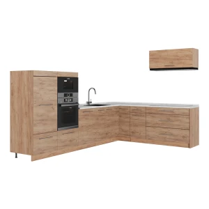 Hjørnekøkken Fame-Line Gylden eg/Gylden eg 327 x 227 cm, BP Marmor Vicco