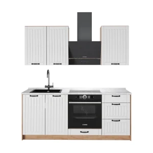 Yhden hengen keittiö Fame-Line Valkoinen maalaistalo/Goldkraft tammi 190 cm, AP Marble Vicco