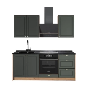 Singleküche Fame-Line Grün-Gold Landhaus/Goldkraft Eiche 190 cm ohne Arbeitsplatte Vicco