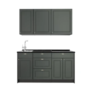 Eenpersoonskeuken Fame-Line Groen-Goud Landhuis/Antraciet 150 cm, WB Antraciet Vicco