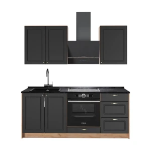 Singlekøkken Fame-Line Anthrazit-Gold Landhaus/Gylden eg 190 cm, BP Antracit Vicco