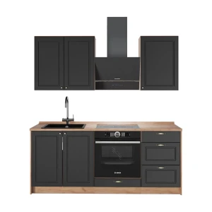 Singlekøkken Fame-Line Anthrazit-Gold Landhaus/Gylden eg 190 cm, BP Eg Vicco