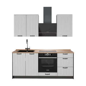 Eenpersoonskeuken Fame-Line Wit Landhuis/Antraciet 190 cm, WB Eik Vicco