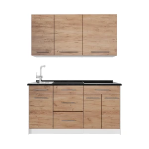 Singleküche Fame-Line Goldkraft Eiche 150 cm, AP Anthrazit Vicco