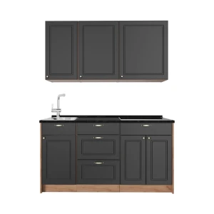 Cucina monoblocco Fame-Line Oro-antracite rustico/Rovere dorato 150 cm, PL Antracite Vicco