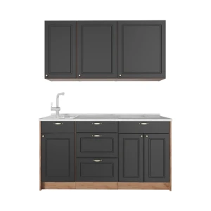 Cucina monoblocco Fame-Line Oro-antracite rustico/Rovere dorato 150 cm, PL Marmo Vicco