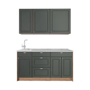 Cucina monoblocco Fame-Line Verde-oro rustico/Rovere dorato 150 cm, PL Marmo Vicco