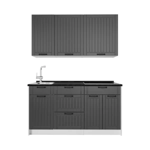 Singleküche Fame-Line Dunkelgrau/Weiß 150 cm, AP Anthrazit Vicco