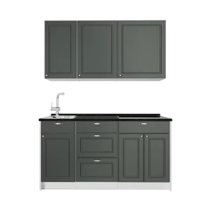 Eenpersoonskeuken Fame-Line Groen-Goud Landhuis/Wit 150 cm, WB Antraciet Vicco