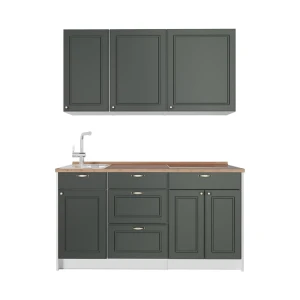 Eenpersoonskeuken Fame-Line Groen-Goud Landhuis/Wit 150 cm, WB Eik Vicco