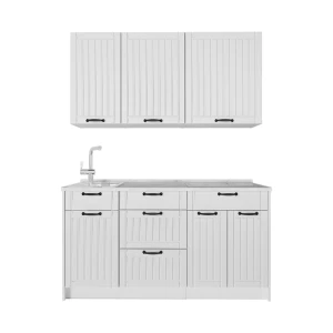 Eenpersoonskeuken Fame-Line Wit Landhuis/Wit 150 cm, WB Marmer Vicco