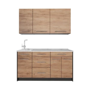 Cuisine Fame-Line Chêne de force doré/Anthracite 150cm, PT Marbre Vicco