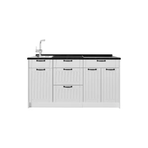 Küchenblock Fame-Line Weiß Landhaus/Weiß 150 cm, AP Anthrazit Vicco