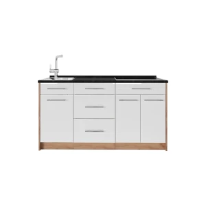 Küchenblock Fame-Line Weiß Hochglanz 150 cm, AP Anthrazit Vicco