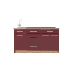 Küchenblock Fame-Line Bordeaux Hochglanz 150 cm, AP Eiche Vicco