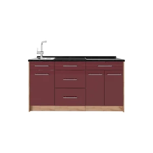 Küchenblock Fame-Line Bordeaux Hochglanz 150 cm, AP Anthrazit Vicco