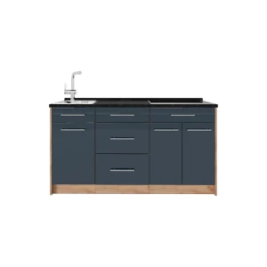 Küchenblock Fame-Line Dunkelblau Hochglanz 150 cm, AP Anthrazit Vicco