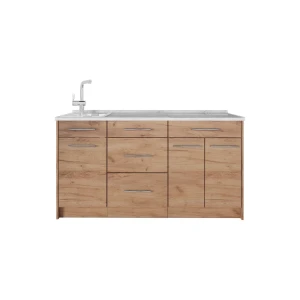 Küchenblock Fame-Line Goldkraft Eiche 150 cm, AP Marmor Vicco