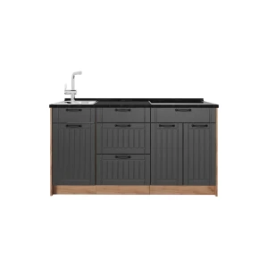 Küchenblock Fame-Line Dunkelgrau 150 cm, AP Anthrazit Vicco