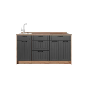 Küchenblock Fame-Line Dunkelgrau 150 cm, AP Eiche Vicco