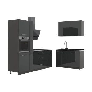 Køkken Fame-Line Antracit højglans/Antracit 220 x 120 cm, BP Antracit Vicco