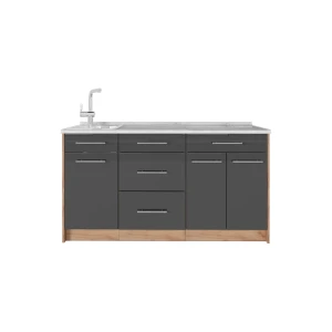Küchenblock Fame-Line Anthrazit Hochglanz 150 cm, AP Marmor Vicco