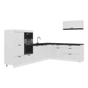 Hjørnekøkken Fame-Line Hvid landhus/Hvid 327 x 227 cm uden bordplade Vicco