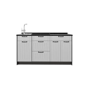 Küchenblock Fame-Line Weiß Landhaus 150 cm, AP Anthrazit Vicco