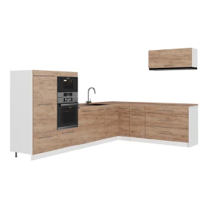 Eckküche Fame-Line Goldkraft Eiche/Weiß 327 x 227 cm, AP Eiche Vicco