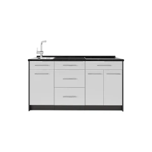 Küchenblock Fame-Line Weiß Hochglanz 150 cm, AP Anthrazit Vicco