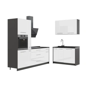 Køkken Fame-Line Hvid højglans/Antracit 220 x 120 cm uden bordplade Vicco