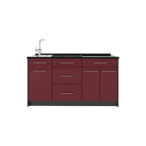 Küchenblock Fame-Line Bordeaux Hochglanz 150 cm, AP Anthrazit Vicco