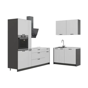 Køkken Fame-Line Hvid landhus/Antracit 220 x 120 cm, BP Marmor Vicco
