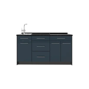 Küchenblock Fame-Line Dunkelblau Hochglanz 150 cm, AP Anthrazit Vicco