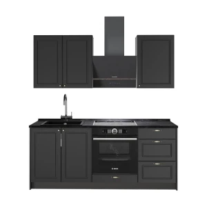 Eenpersoonskeuken Fame-Line Anthrazit-Gold Landhaus/Antraciet 190 cm zonder werkblad Vicco