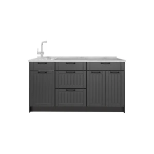 Küchenblock Fame-Line Dunkelgrau/Anthrazit 150 cm, AP Marmor Vicco
