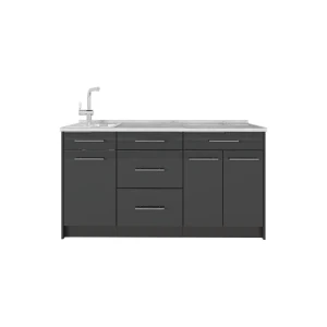 Cucine componibili piccole Fame-Line Antracite lucido/Antracite 150 cm, PL Marmo Vicco