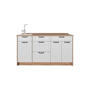 Bloc de cuisine Fame-Line Blanc campagne/Chêne de force doré 150cm, PT Chêne Vicco