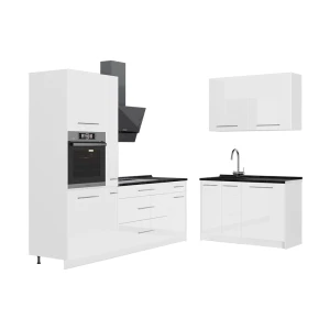 Køkken Fame-Line Hvid højglans/Hvid 220 x 120 cm, BP Antracit Vicco