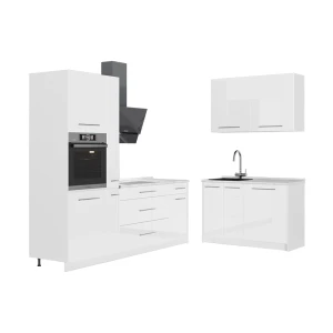 Keuken Fame-Line Wit Hoogglans/Wit 220 x 120 cm, WB Marmer Vicco