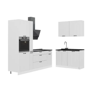 Køkken Fame-Line Hvid landhus/Hvid 220 x 120 cm, BP Antracit Vicco