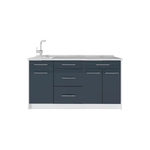 Kuchynský blok Fame-Line Tmavo modrá vysoký lesk/biely 150 cm, AP Marble Vicco