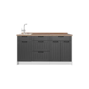 Bloco de cozinha Fame-Line Cinza escuro/Branco 150 cm, AP Carvalho Vicco