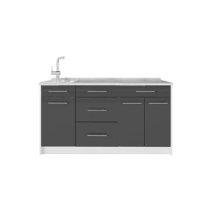 Keittiölohko Fame-Line Korkeakiiltoinen antrasiitti/Valkoinen 150 cm, AP Marble Vicco