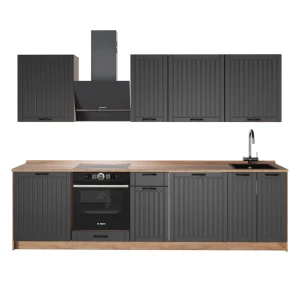 Keittonurkkaus Fame-Line Tumman harmaa/Goldkraft tammi 280 cm, AP Oak Vicco