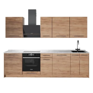Küchenzeile Fame-Line Goldkraft Eiche/Goldkraft Eiche 280 cm, AP Marmor Vicco